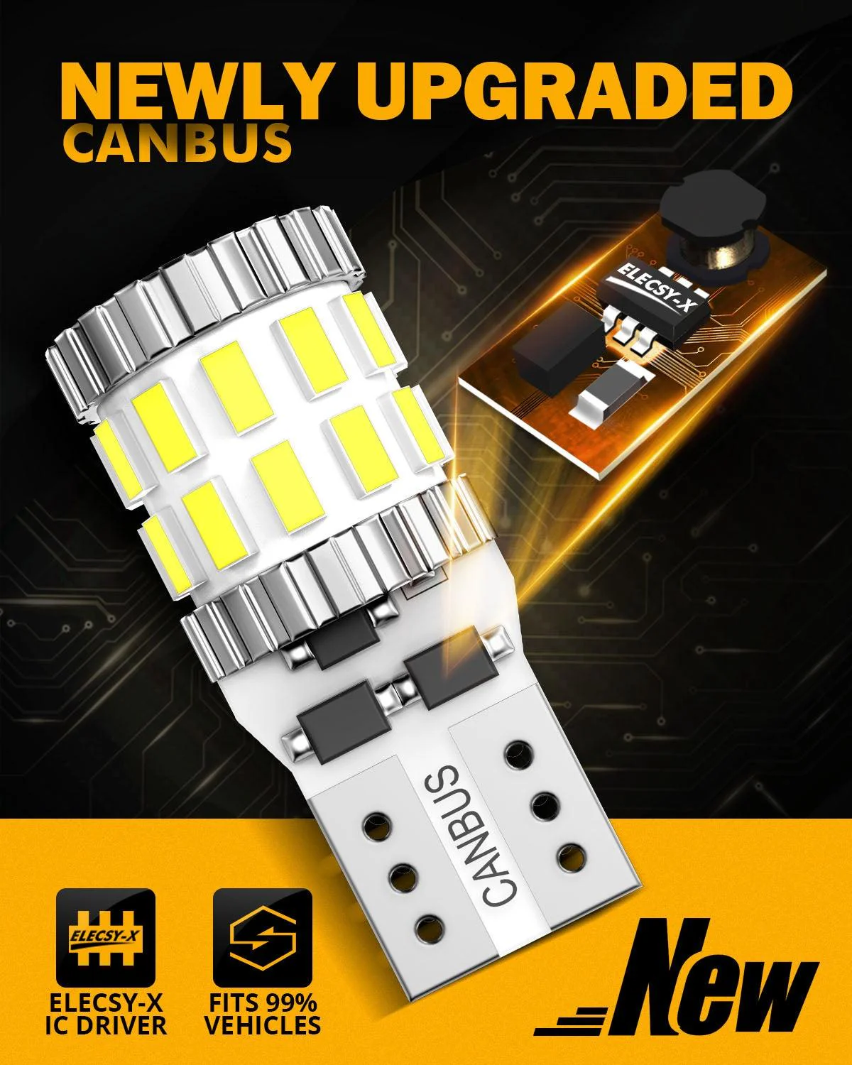 168 2825 W5W T10 LED License Plate/Side Marker/Interior Light Bulbs 3W 400% Brighter Canbus Error Free White B1 Series | 2 Bulbs - Image 3