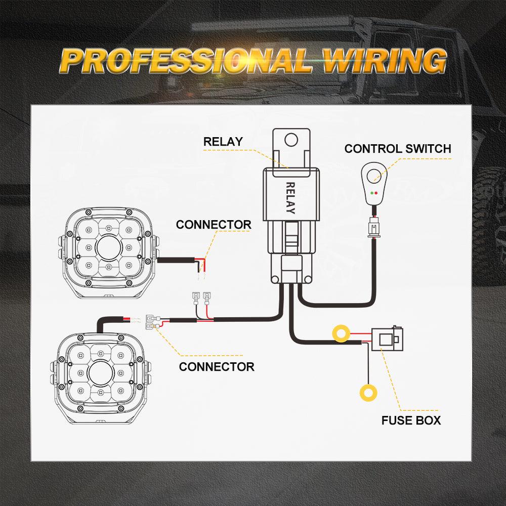 (2 Leads 16AWG) LED Light Bar Wiring Harness Kit with Fuse 12V 40A Relay ON/OFF Switch - Image 5