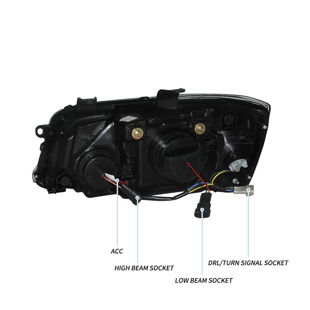 LED Headlight Assembly Dual Beam Projector Black For 2004-2007 Toyota Highlander 1th Gen (XU20) Facelift - Image 4