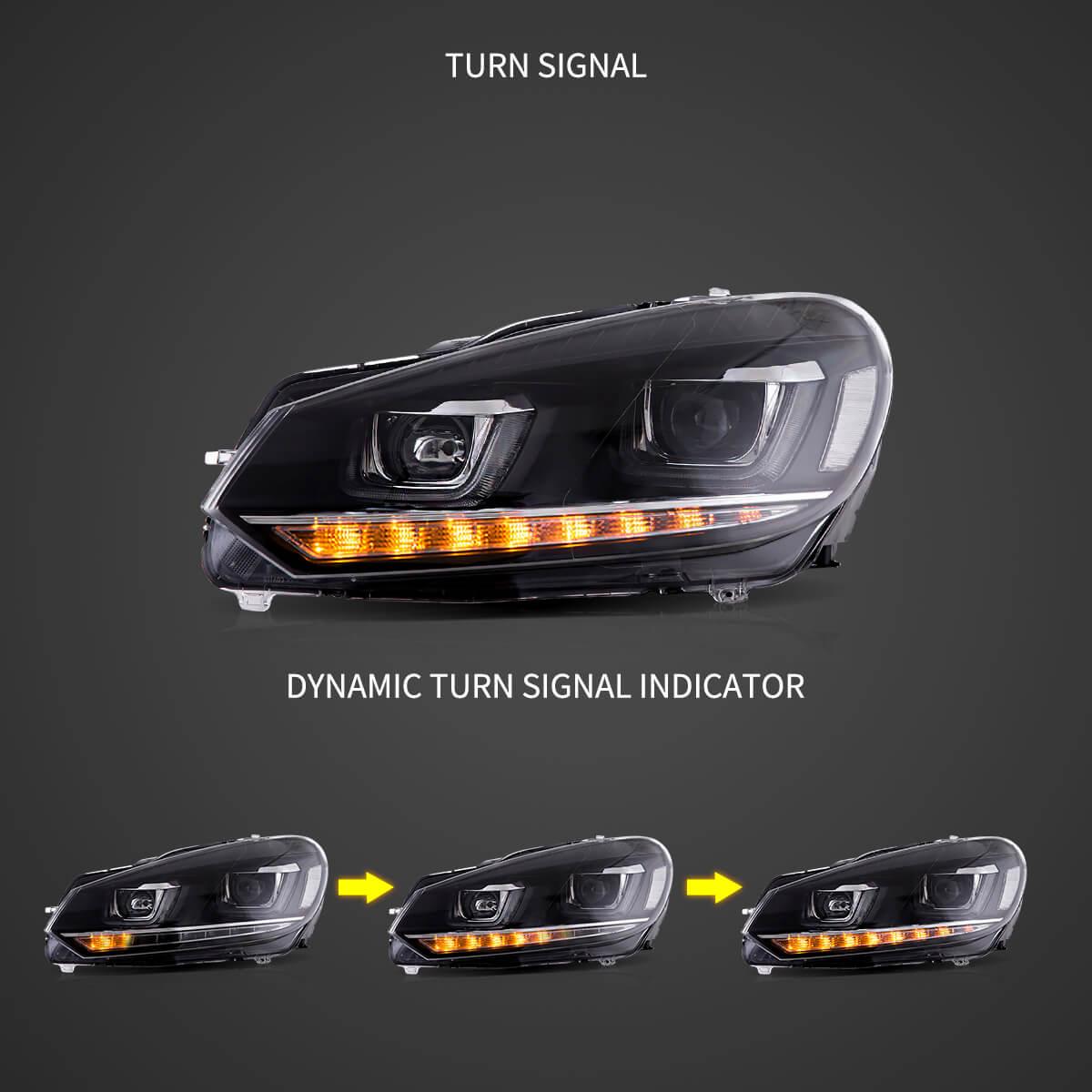 LED Headlight Assembly Dual Beam Projector with Demon Eyes Black For 2008-2014 Volkswagen Golf 6th Gen (Mk6/A6 Typ 5K) - Image 3