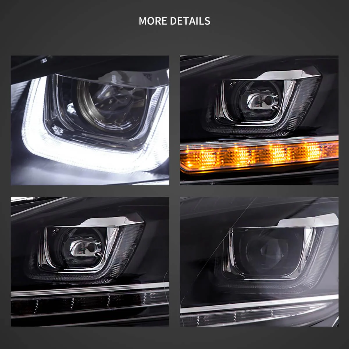 LED Headlight Assembly Dual Beam Projector with Demon Eyes Black For 2008-2014 Volkswagen Golf 6th Gen (Mk6/A6 Typ 5K) - Image 5
