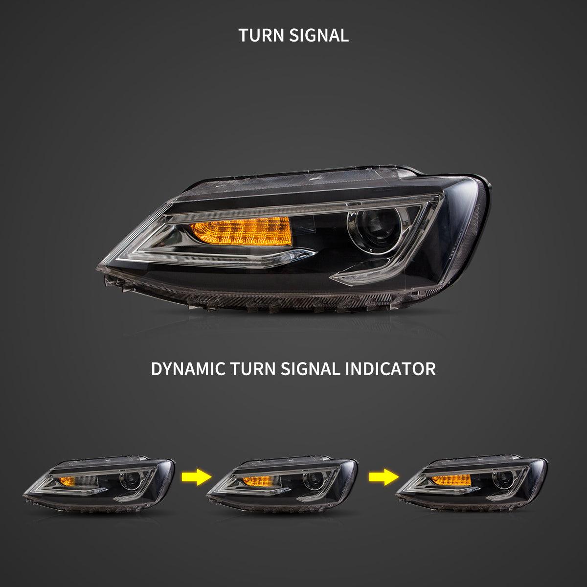 LED Headlight Assembly Dual Beam Projector Black For 2010-2018 Volkswagen Jetta - Image 4
