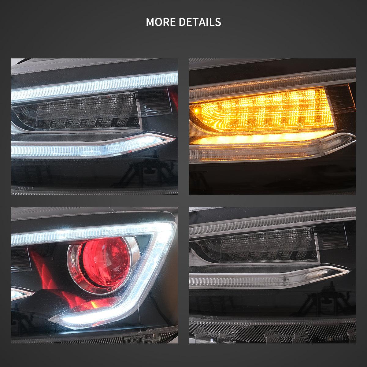 LED Headlight Assembly Dual Beam Projector Black For 2010-2018 Volkswagen Jetta - Image 5