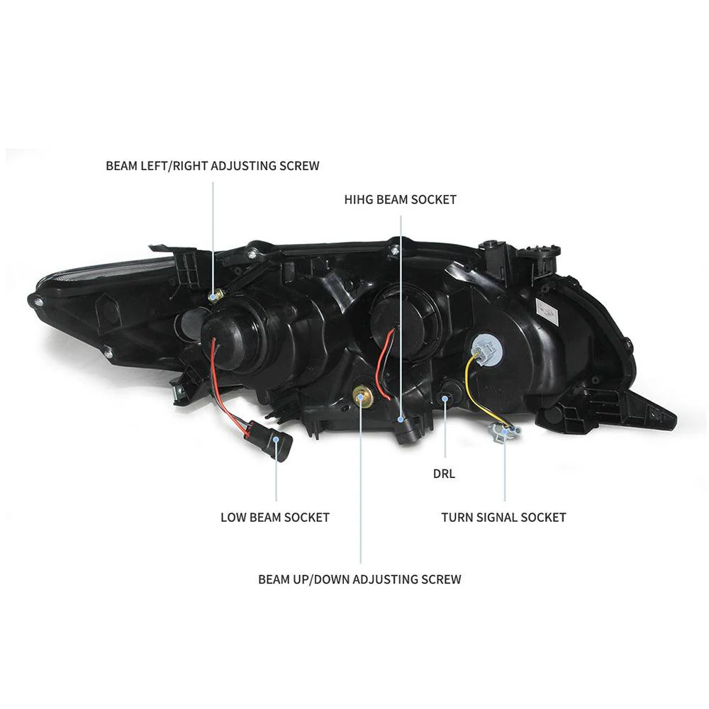 LED Headlight Assembly Projector Black For 2011-2013 Toyota Corolla 10th Gen (E140 Wide-Body) Facelift - Image 6