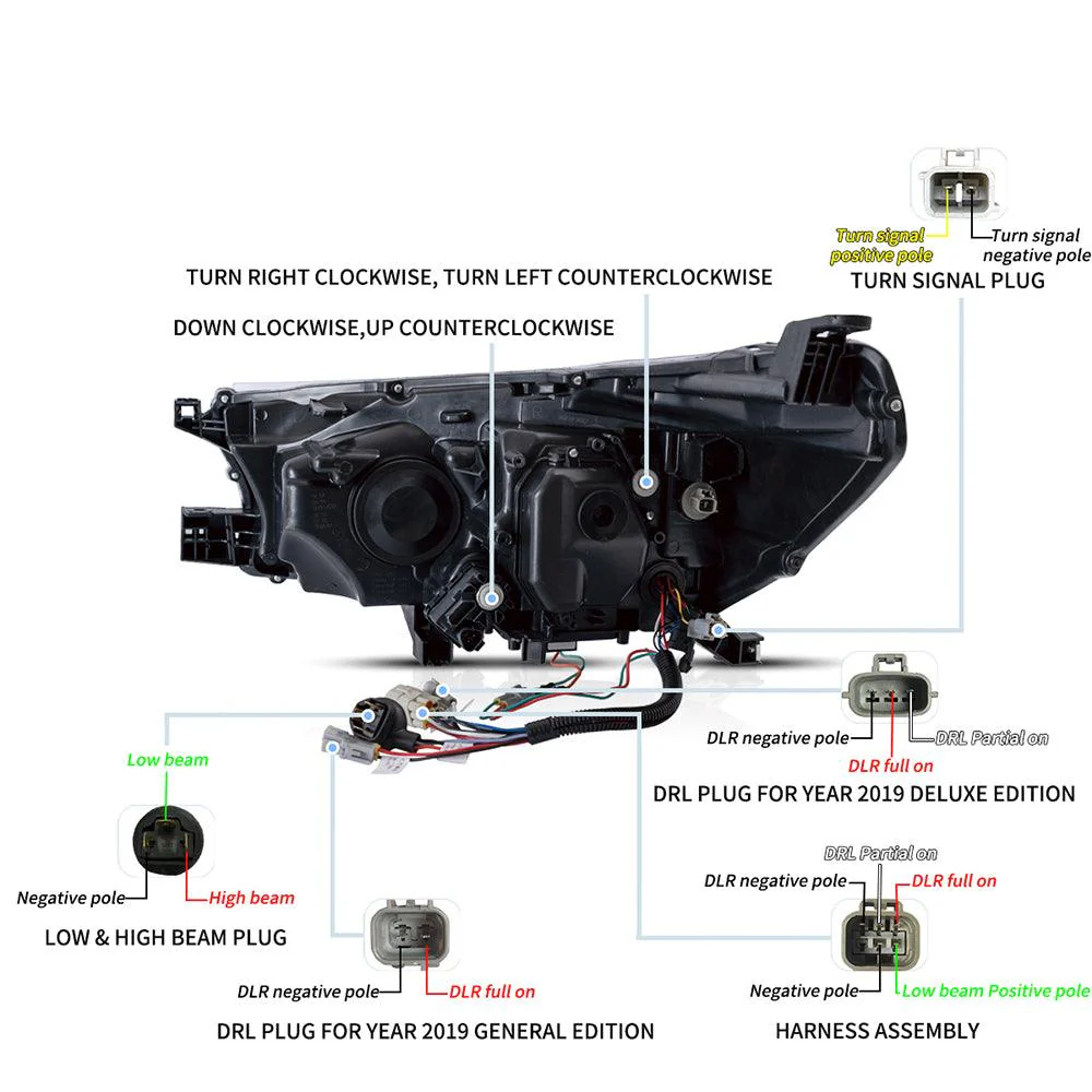 LED Headlight Assembly 2nd Dual Beam Projector Black For 2015-2020 Toyota Hilux SR5 8th Gens (GUN125, GUN126R) Pre-Facelift - Image 6
