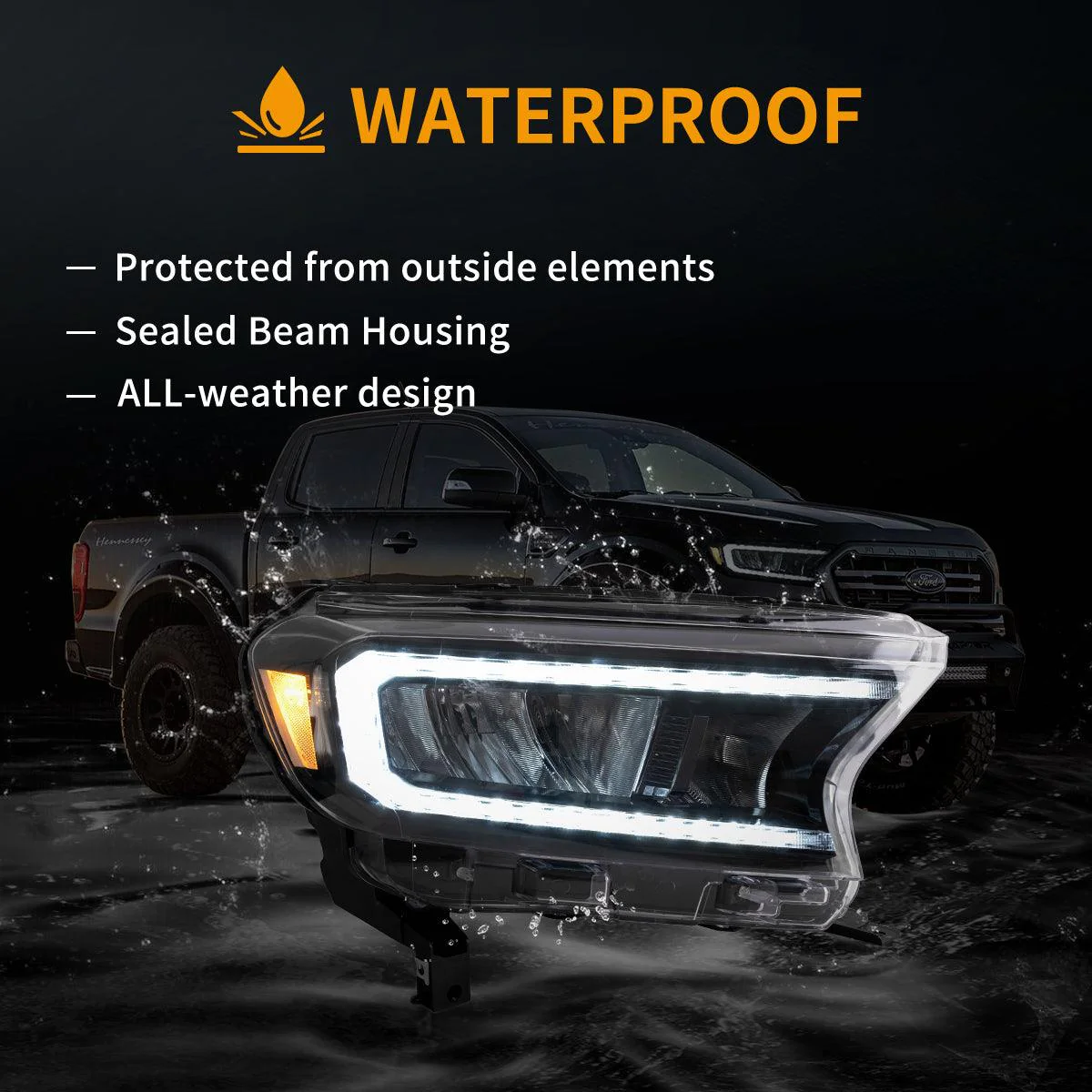 LED Headlight Assembly Matrix Projector Black For 2016-2021 Ford Ranger 3th Gen P375 [Inrternational Types] Facelift - Image 8