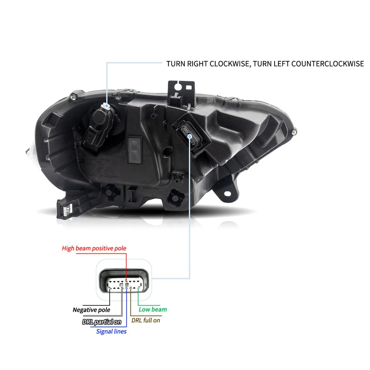 LED Headlight Assembly Dual Beam Projector Black For 2018-2024 Ford Mustang 6th Gen Facelifted - Image 6