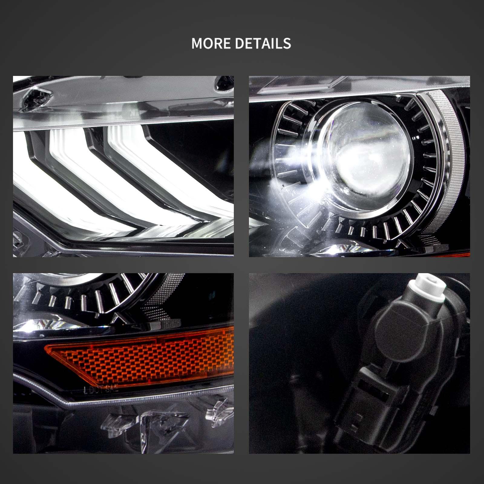 LED Headlight Assembly RGB Dual Beam Projector For 2018-up Ford Mustang 6th Gen Black - Image 4
