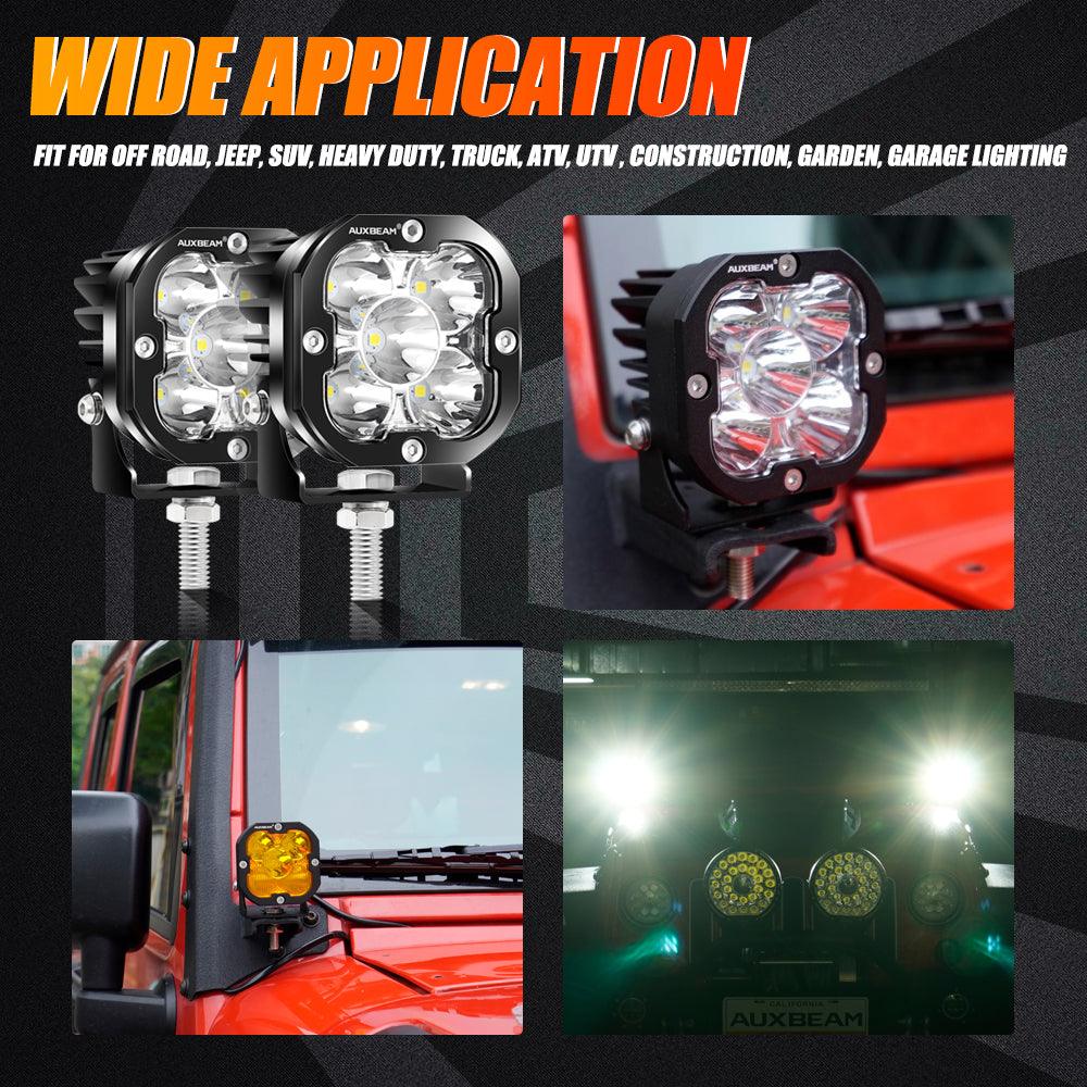 3 Inch 80W 9600LM LED Pods Lights White&Amber for FORD - Image 11