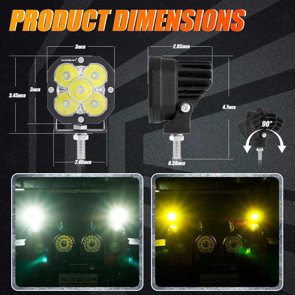 3 Inch 80W 9600LM LED Pods Lights White&Amber for FORD - Image 8