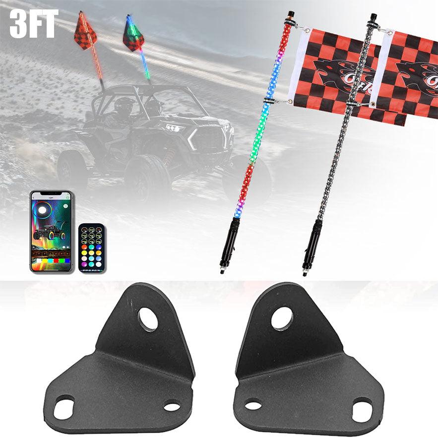 3FT/4FT LED RGB Whip Lights & Rear Pillar Flagpole Light Brackets Combo for Can-Am Maverick X3 2017 2018 2019 2020 2021 - Image 16