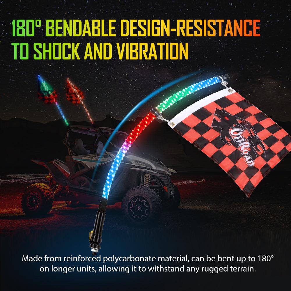 (2pcs/set) 3FT/4FT LED RGB Whip Lights with Turn Signal & Brake Light, Bluetooth APP/ Remote Control - Image 4