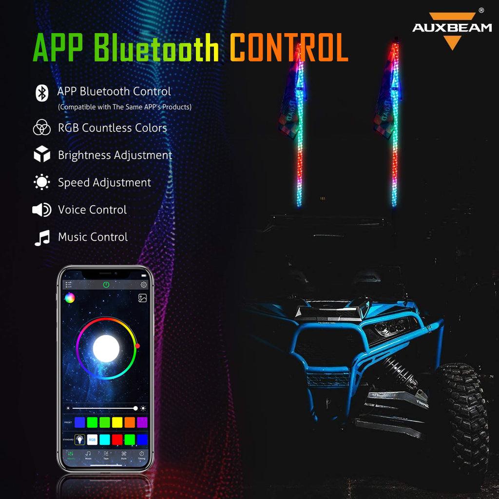 (2pcs/set) 3FT/4FT LED RGB Whip Lights with Turn Signal & Brake Light, Bluetooth APP/ Remote Control - Image 6