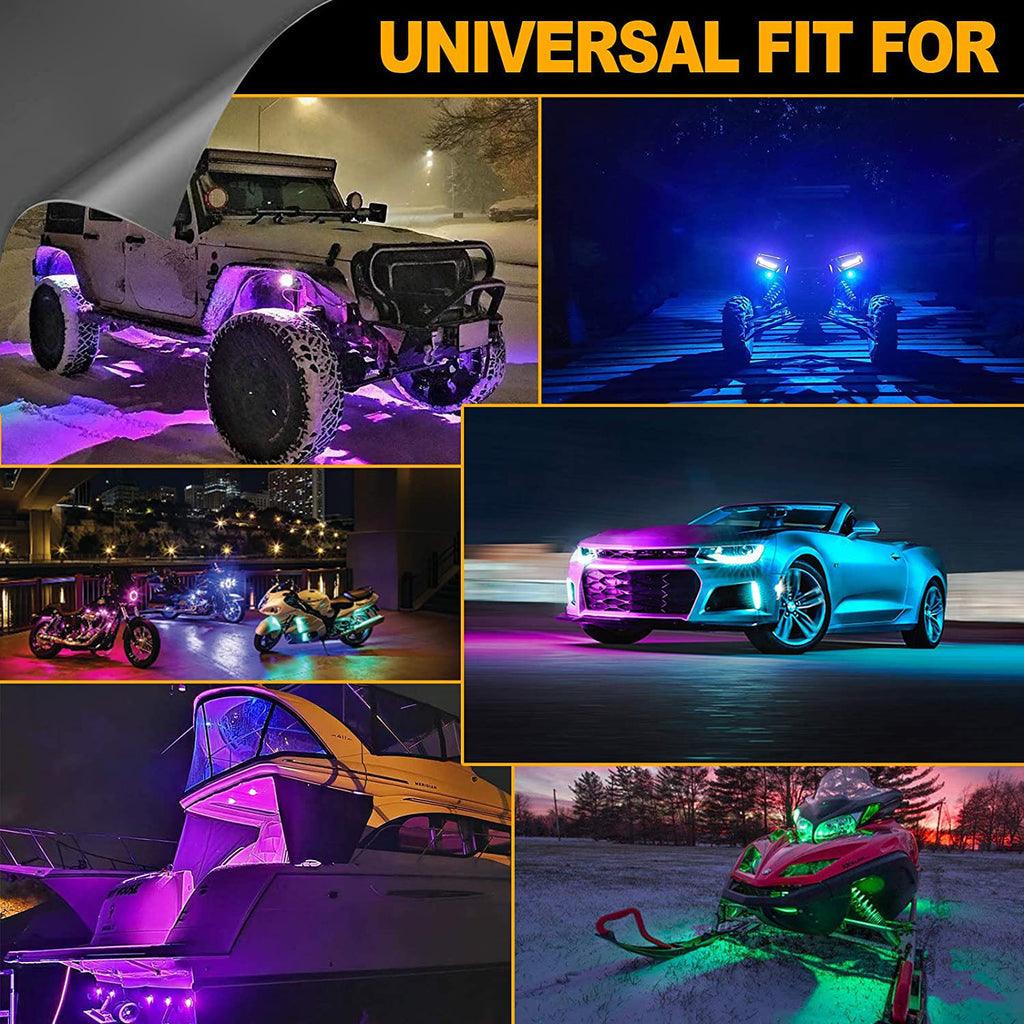 2Pcs 3FT RGB LED Whip Lights with Turn Signal & Brake Light + RGB LED Rock Lights Set with Bluetooth Controlled - Image 10