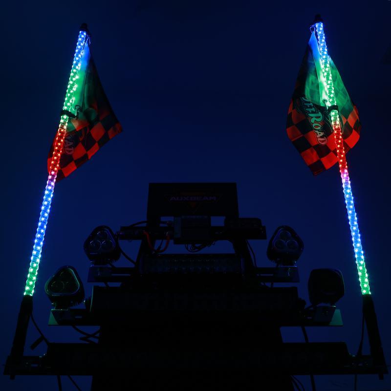 2Pcs 3FT RGB LED Whip Lights with Turn Signal & Brake Light + RGB LED Rock Lights Set with Bluetooth Controlled - Image 15