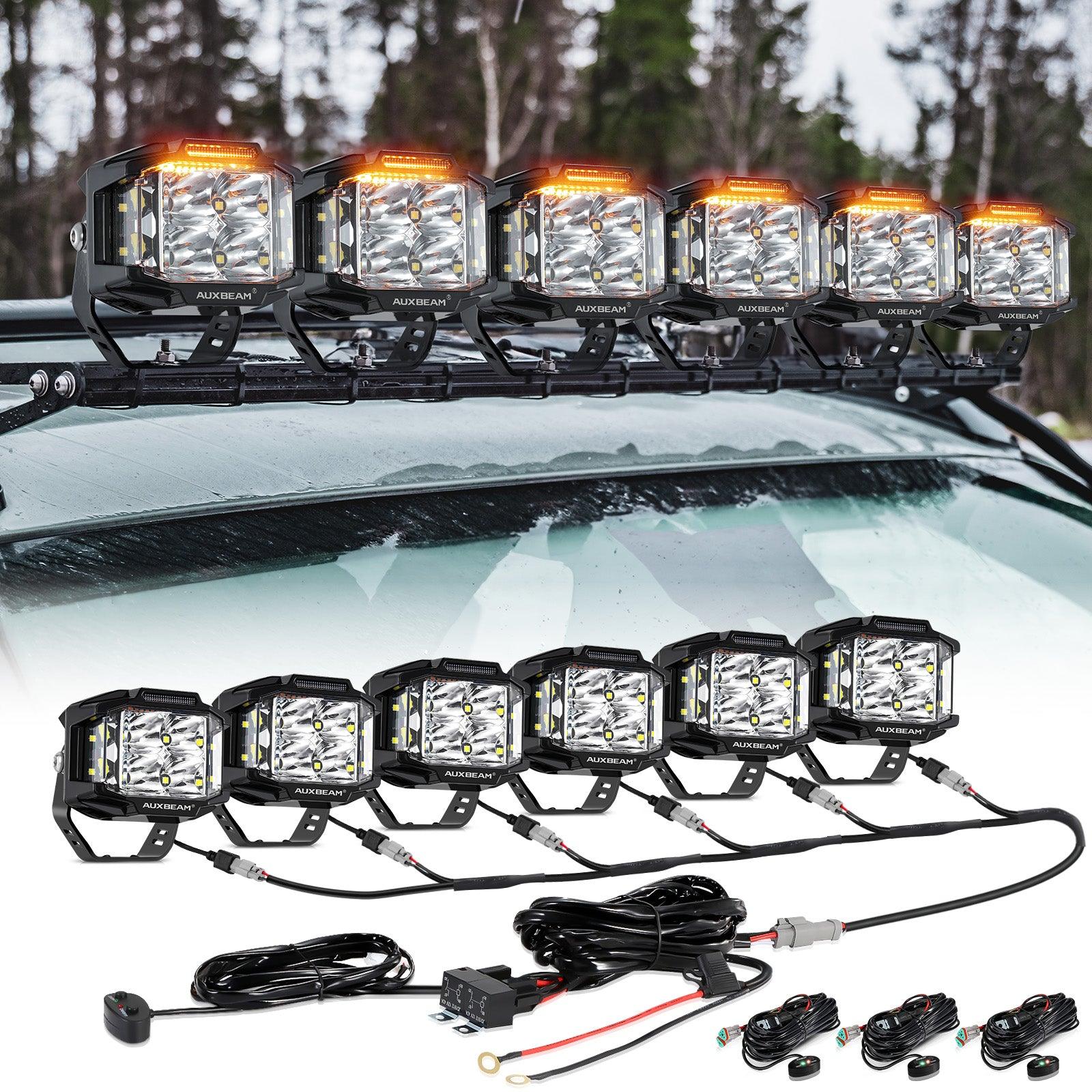 V-MAX Series | 4 Inch 92W 8960LM Spot Beam Side Shooter LED Square Pod Lights with Amber DRL - Image 15