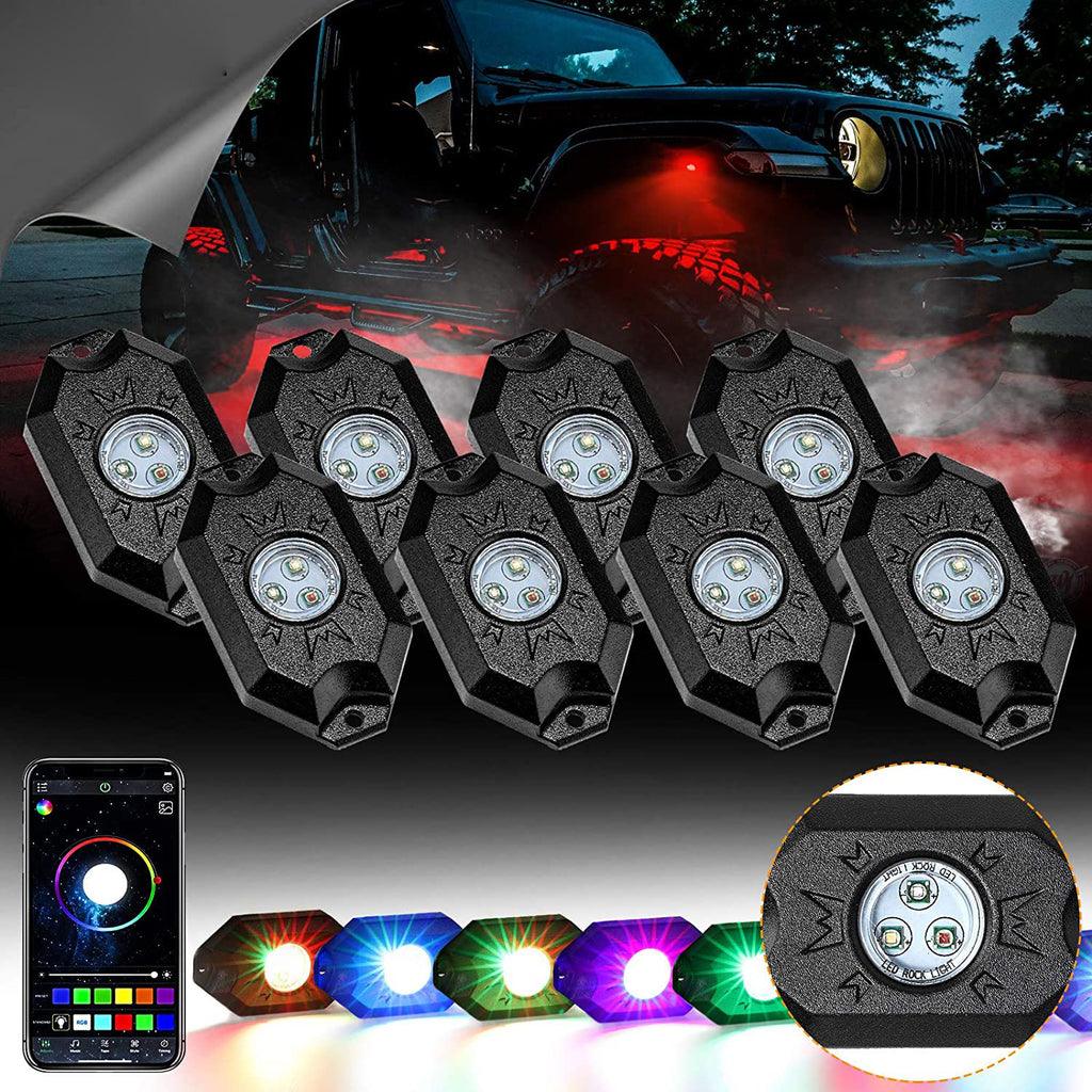 2Pcs 4FT RGB LED Whip Lights with Turn Signal & Brake Light + RGB LED Rock Lights Set with Bluetooth Controlled - Image 24