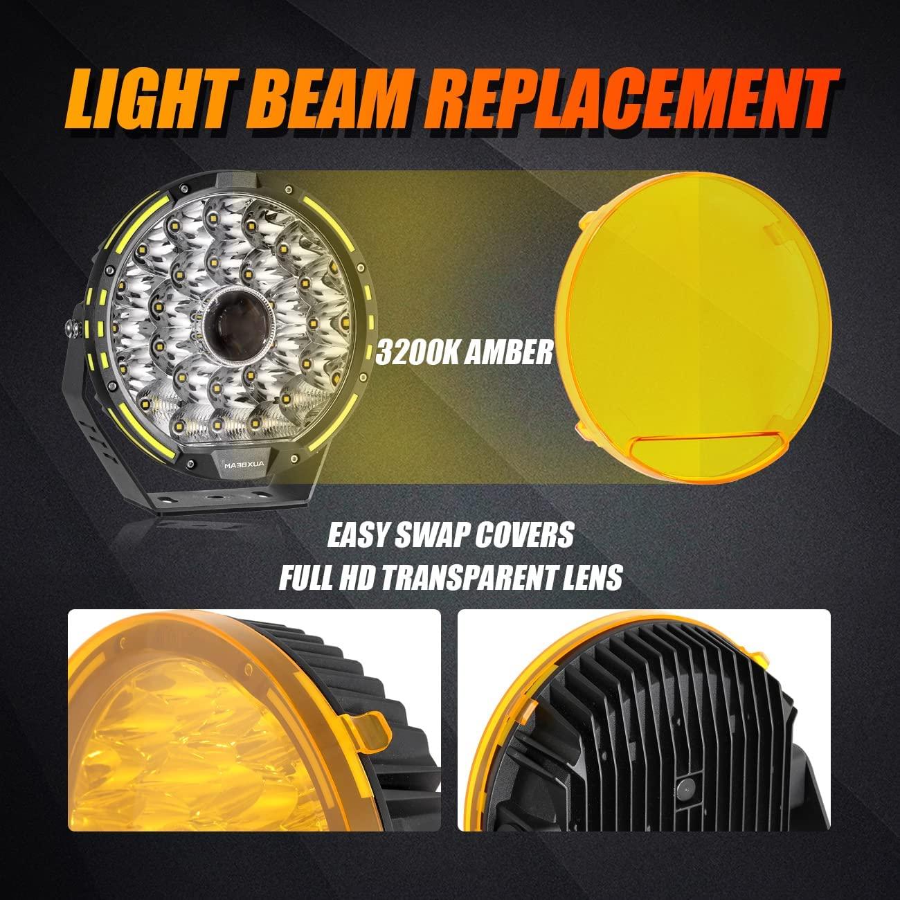 (2pcs/set) 9 Inch Round LED Driving Light Amber Cover Light Shield Cover - Image 6