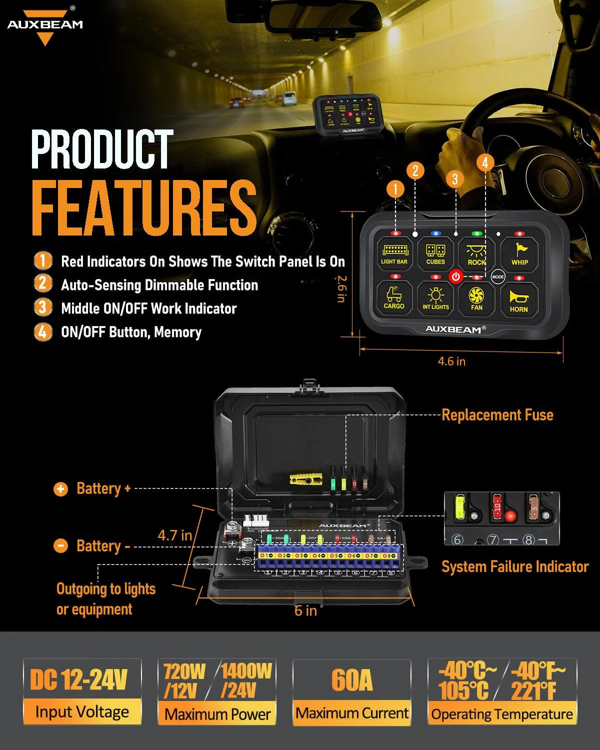 AR-800 RGB Switch Panel with APP+32 Inch 5D-PRO LED Light Bar, Toggle/ Momentary/ Pulsed Mode Supported - Image 16