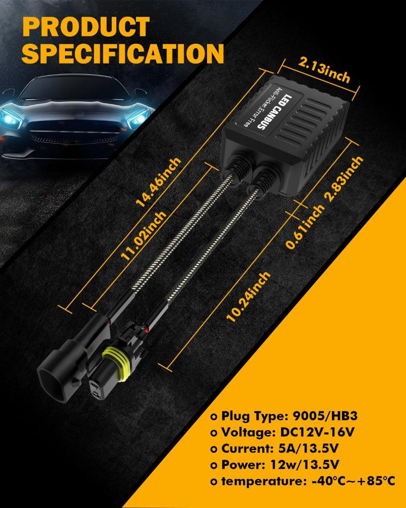 9005/Hb3 C20-Model Decoder-Pro Enhanced Led Headlight Bulbs Canbus Decoder Harness Resistor Conversion Kit 2pcs/set - Image 4