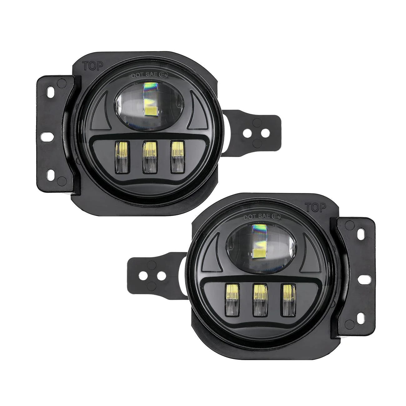 9'' Round 100W LED Headlights with DRL & 4 Inch 30W LED Fog Lights with Adapter Ring for Jeep Wrangler JL 2018-2019 - Image 10