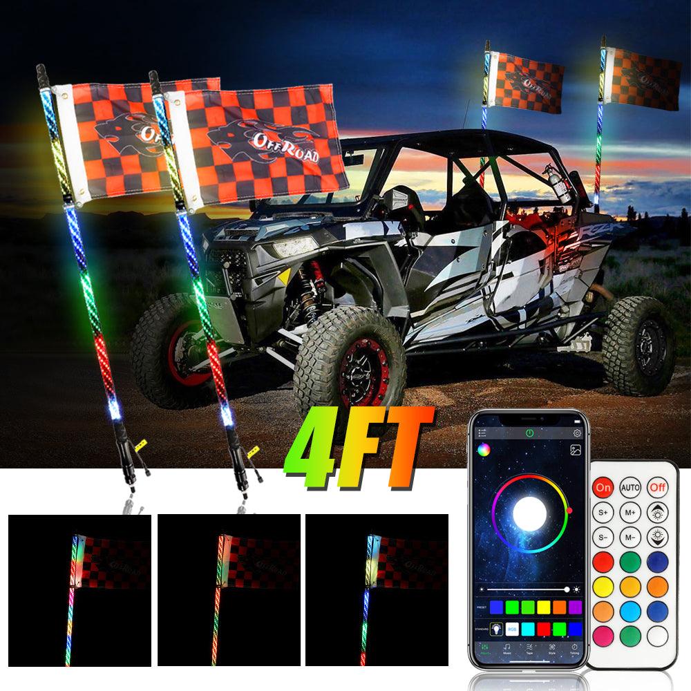 3FT/4FT LED RGB Whip Lights with Bluetooth/ Remote Controlled + Whip Light Mounting Brackets for UTV, ATV, Off-road Vehicle - Image 19