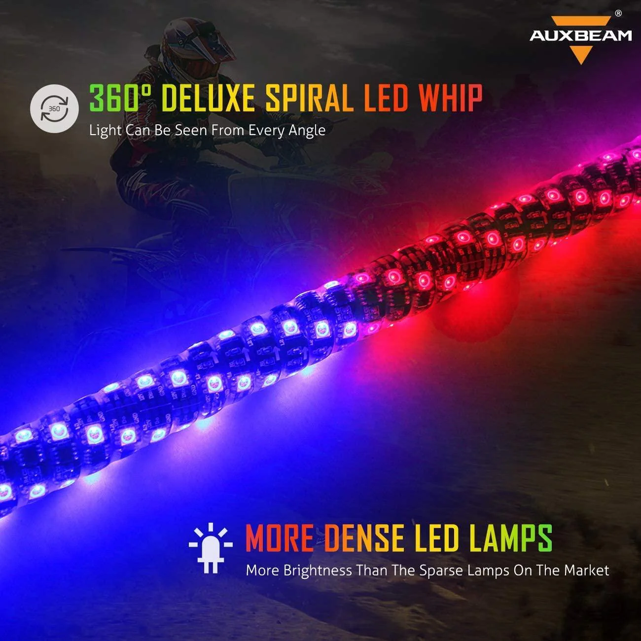3FT/4FT LED RGB Whip Lights with Bluetooth/ Remote Controlled + Whip Light Mounting Brackets for UTV, ATV, Off-road Vehicle - Image 3