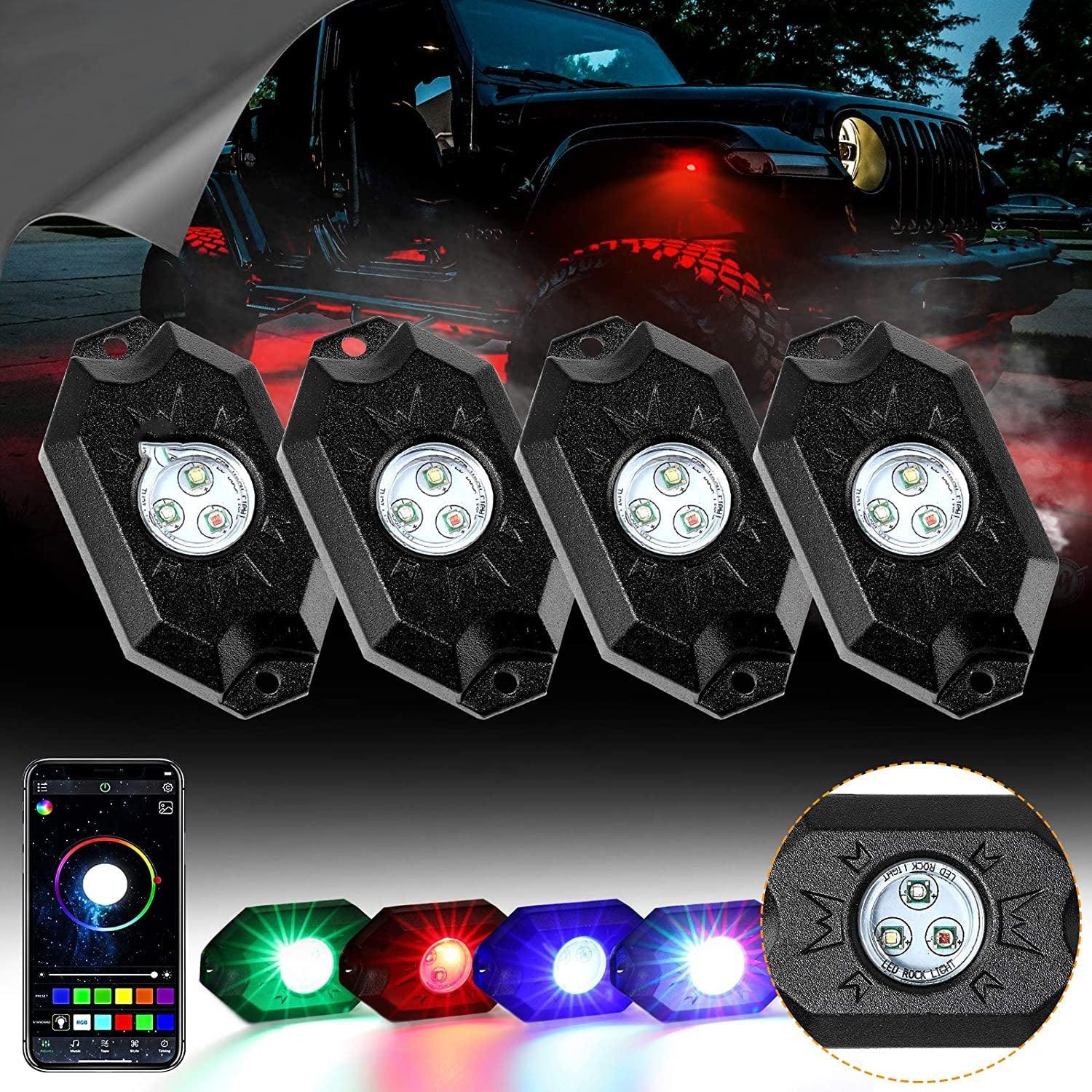 RGB LED Rock Light Set with Bluetooth Controller for GMC Sierra AT4 GMC Sierra 1500/2500/3500 - Image 17
