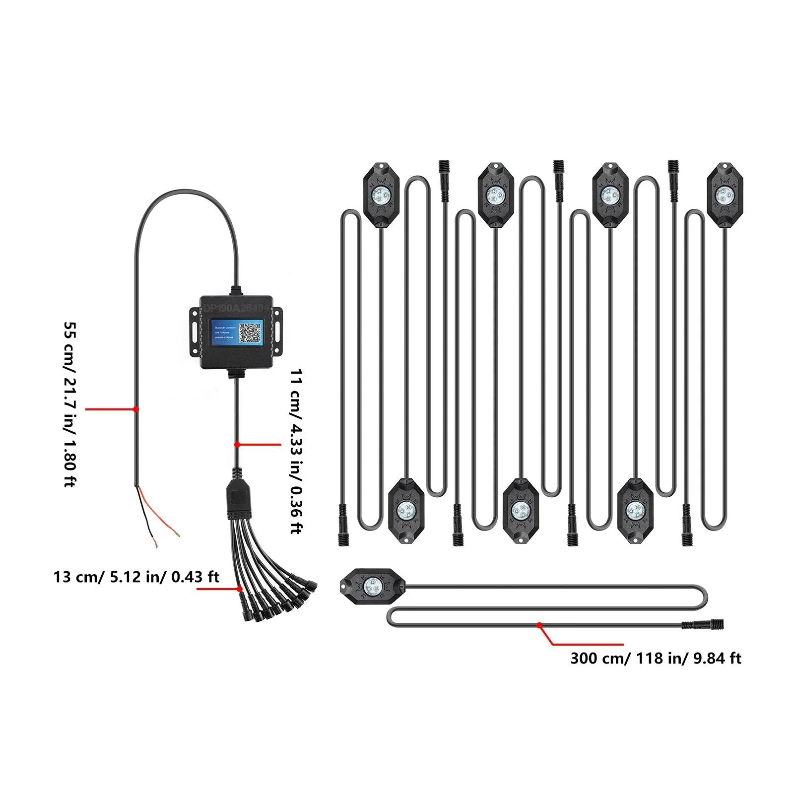 RGB LED Rock Light Set with Bluetooth Controller for ATV UTV - Image 10