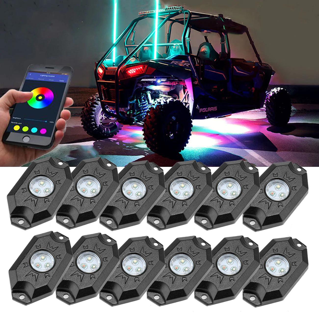 RGB LED Rock Light Set with Bluetooth Controller for ATV UTV - Image 18