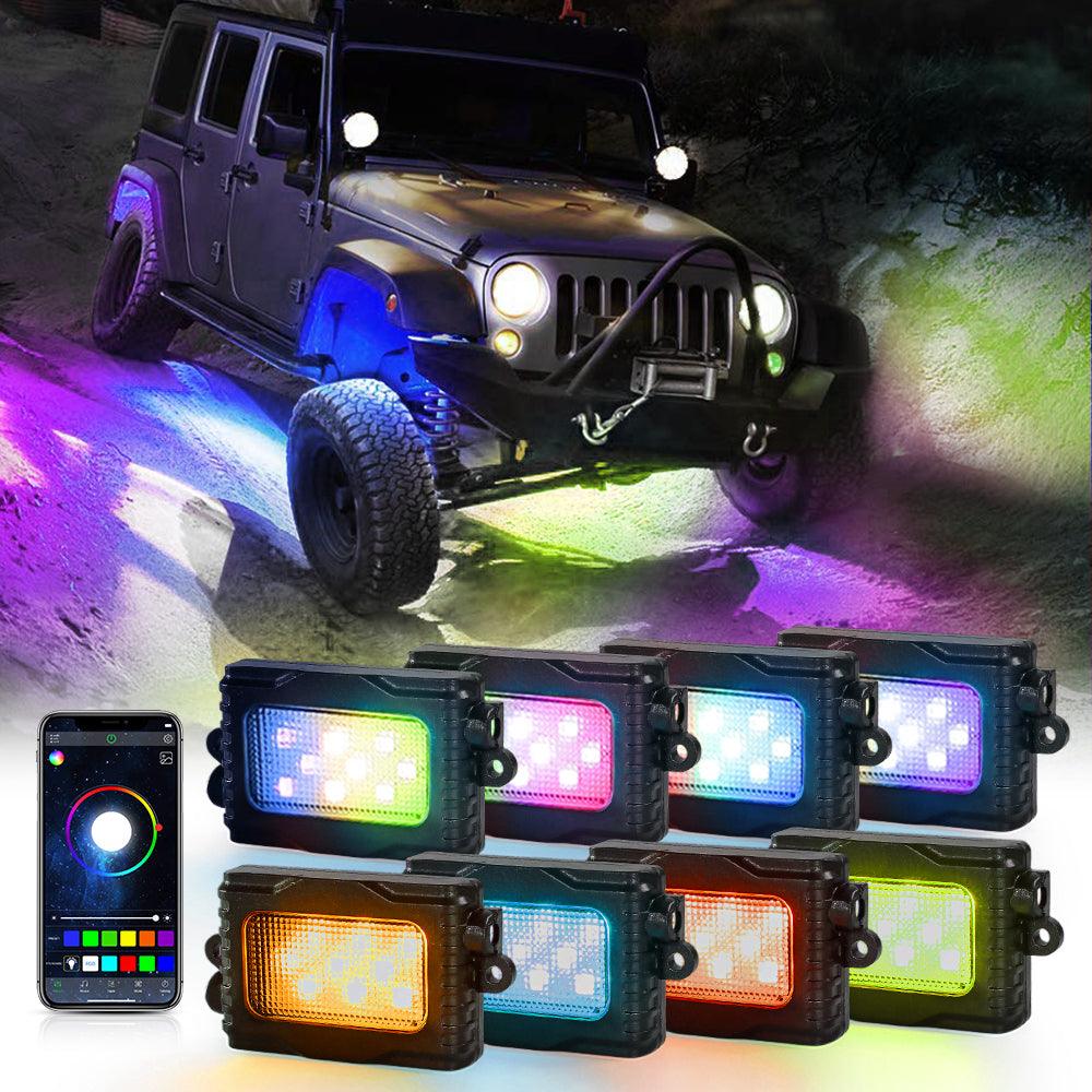 Magic Dream Color RGB LED Rock Lights Kit with Bluetooth APP Control, Multicolor Chasing Neon Underglow Lights - Image 18