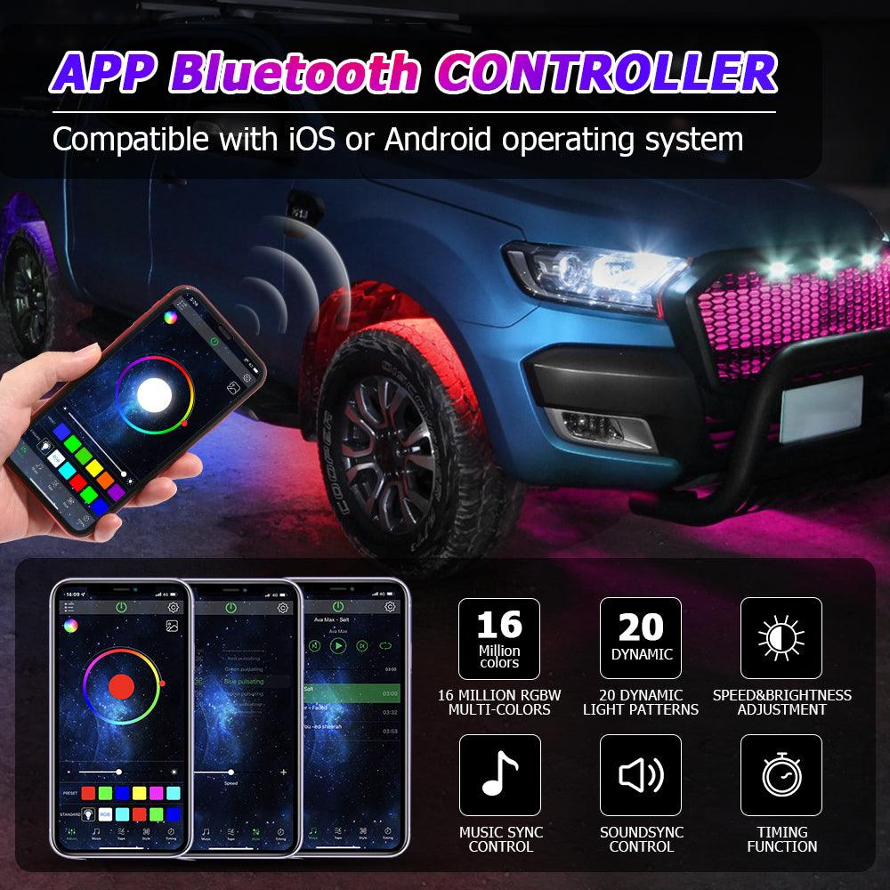 Magic Dream Color RGB LED Rock Lights Kit with Bluetooth APP Control, Multicolor Chasing Neon Underglow Lights - Image 3