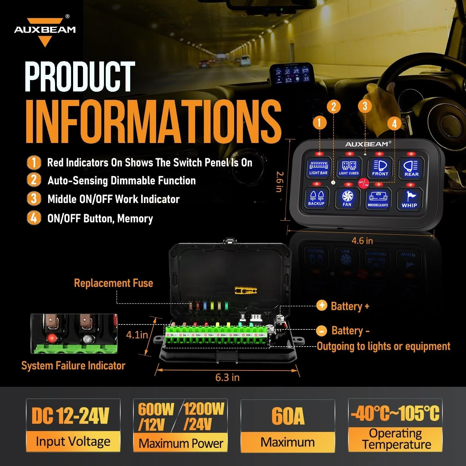 6/8 Gang LED Switch Panel, Off Road Light Controller - Image 3