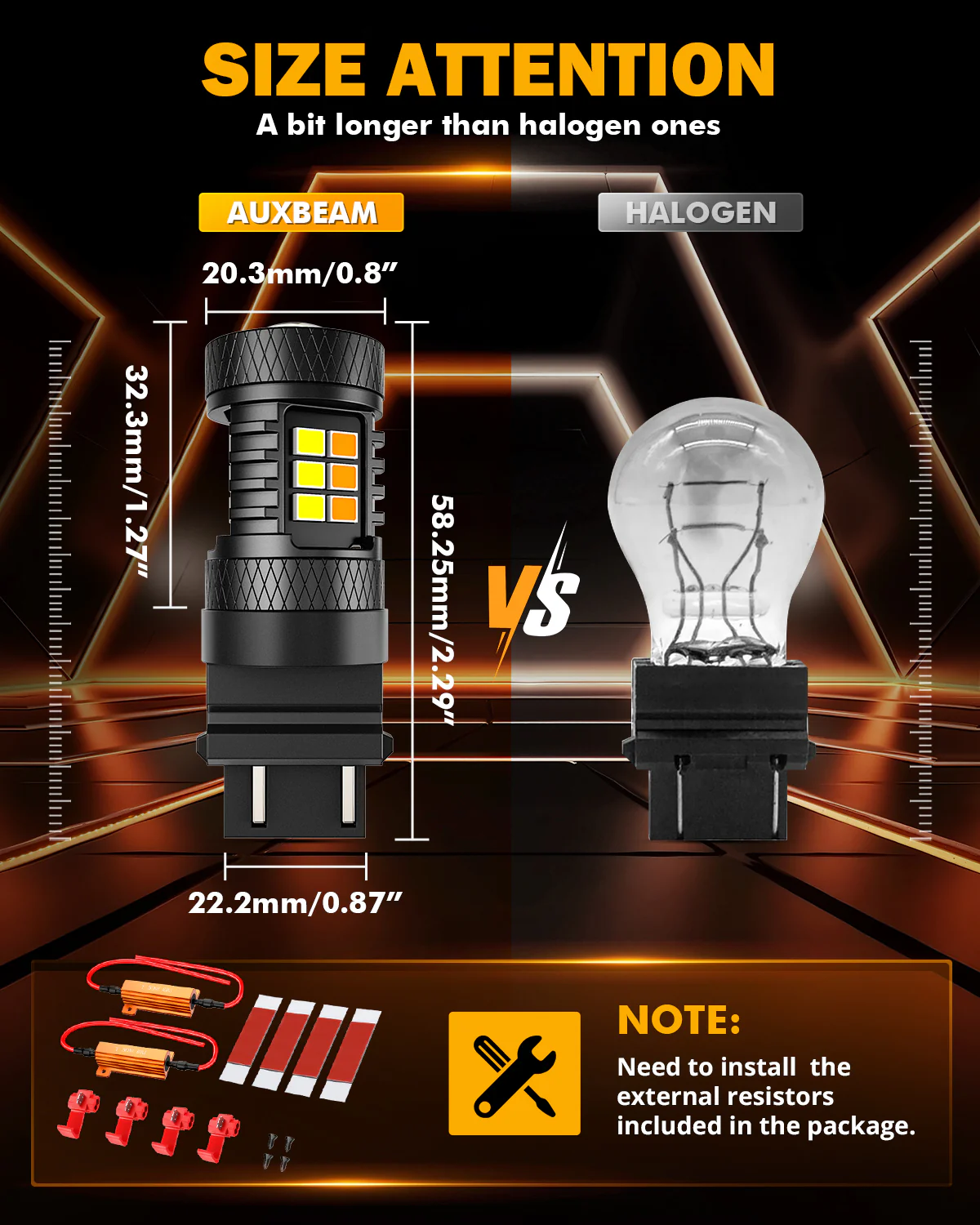 (2pcs/set) White&Amber Switchback Bake/Reverse/Tail Light LED Bulbs with Canbus-Decode - Image 9