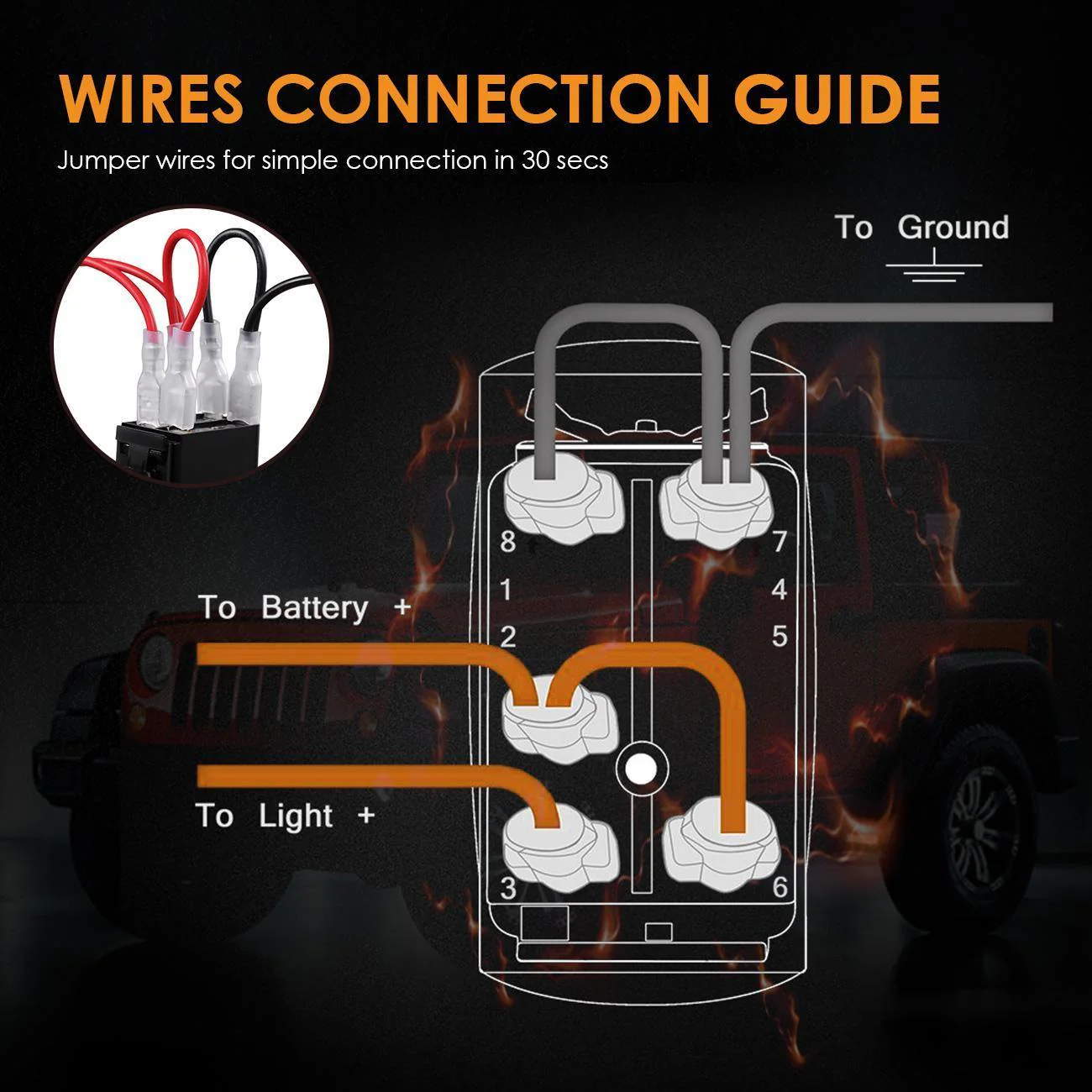 5 Pin Laser On/Off switches 20A/12V 10A/24V Switch with Jumper Wires Set for Cars,Trucks,RVs - Image 5