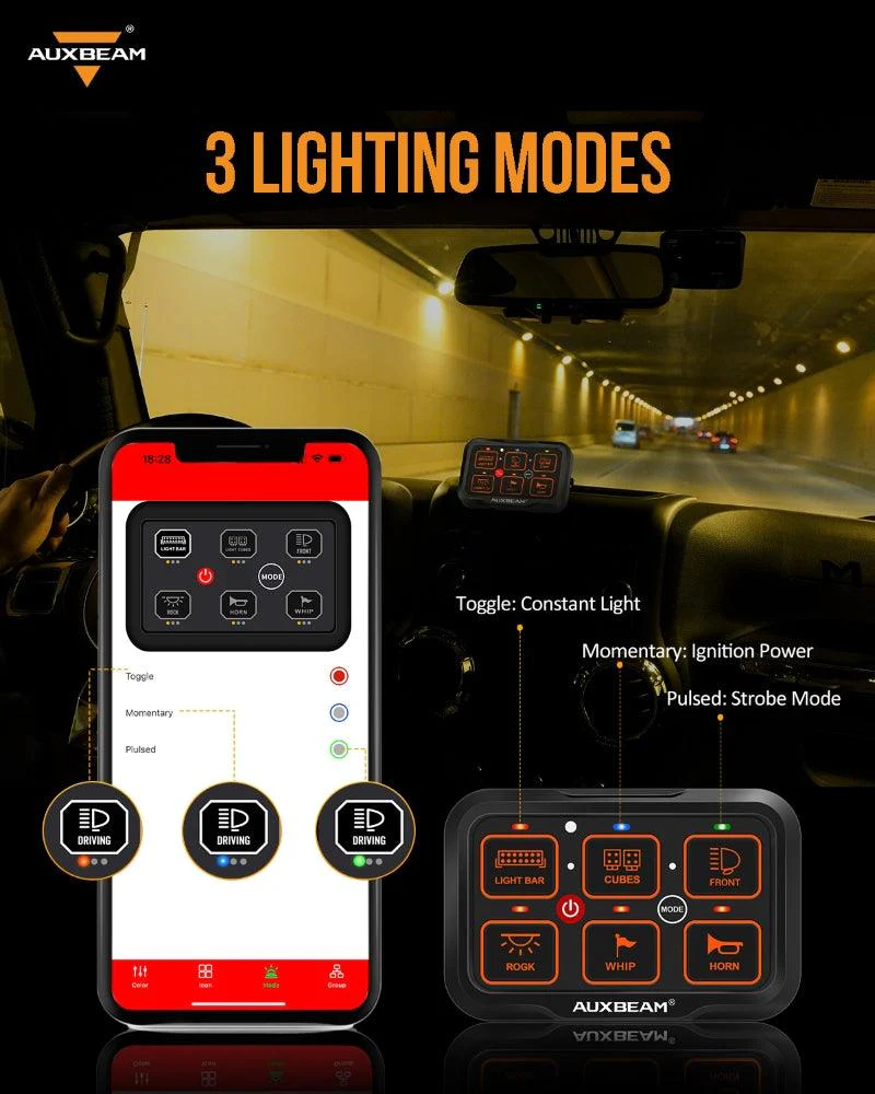 AR Series 6 Gang (AR-600) RGB Switch Panel with APP, Toggle/ Momentary/ Pulsed Mode Supported (One-Side Output)) - Image 3