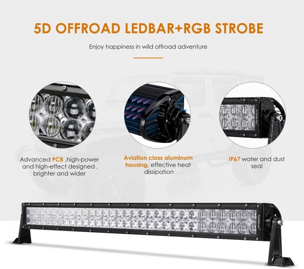22"/32"/42" V-Series RGB Straight/Curved 5D lens Combo Beam Double Row LED Light Bar for 2002 Ford F150 - Image 9