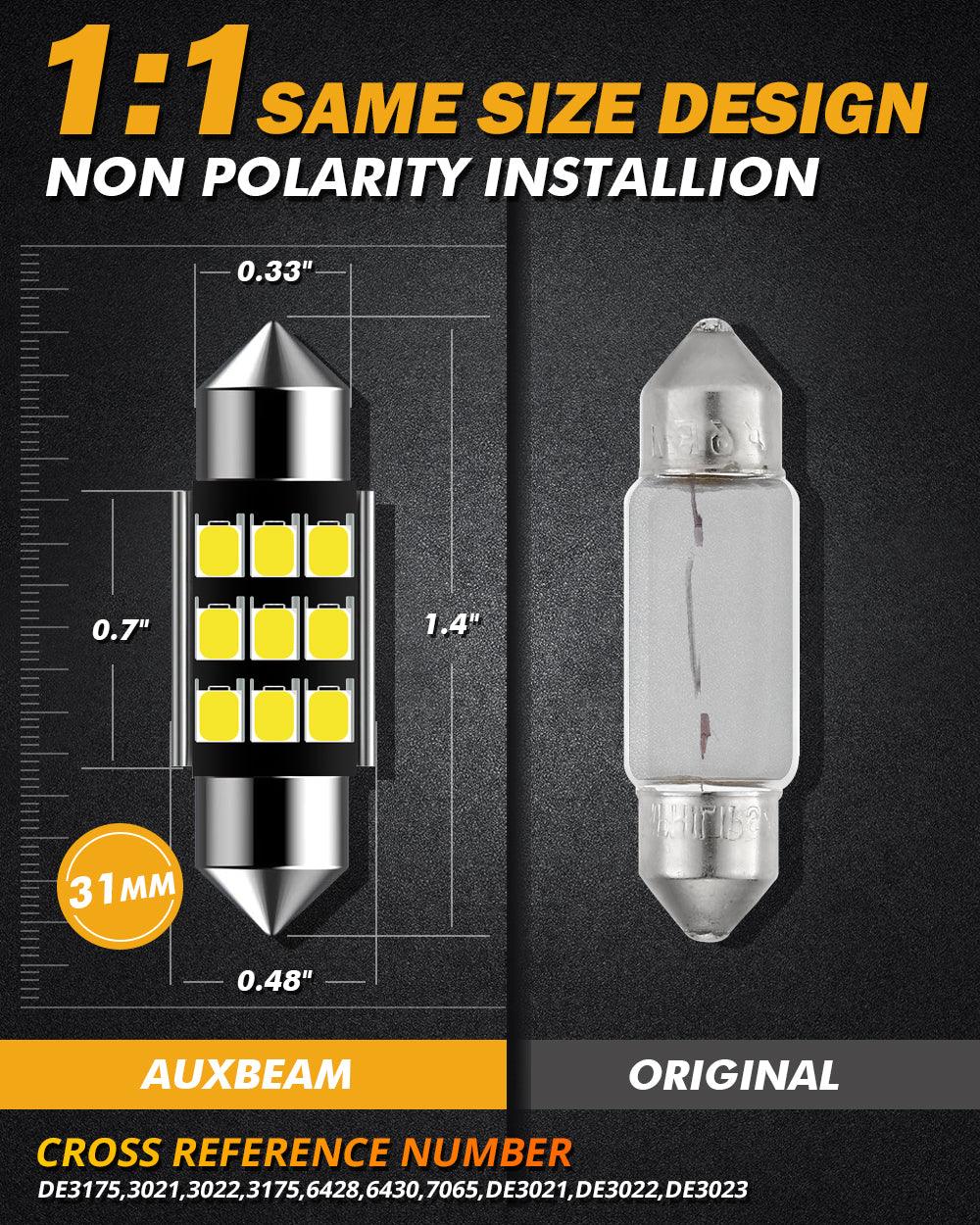 36MM DE3174 1.42" Festoon LED Interior/Dome/Map/License Plate Light Bulbs 2.7W 300LM 6500K White | 2 Bulbs - Image 4