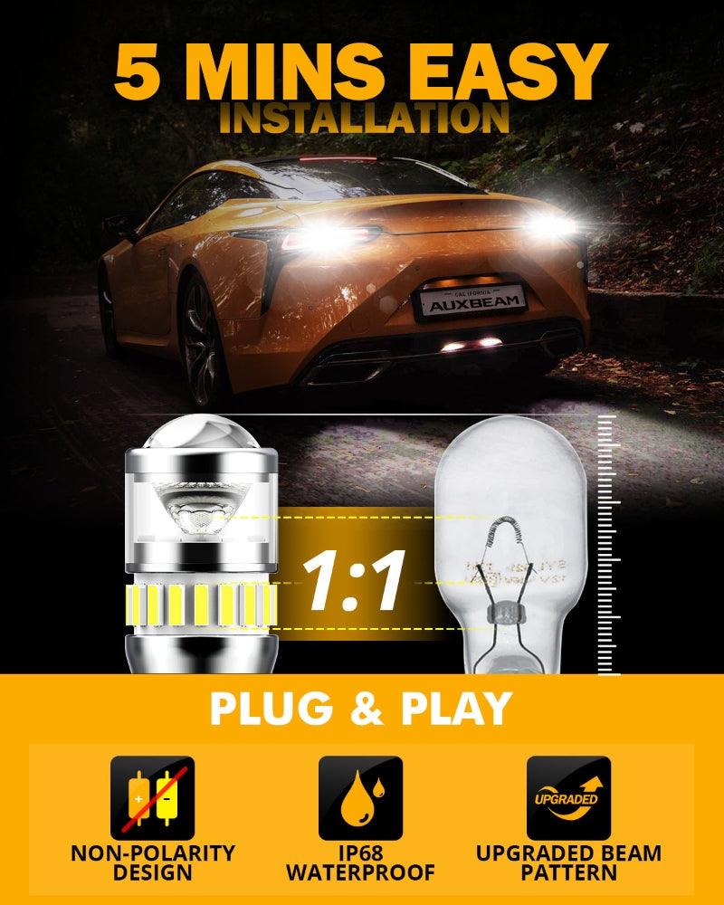 912 921 T15 W16W LED Backup/Brake/Tail Light Bulbs 10W 4000ML 6500K White B1 Series | 2 Bulbs - Image 4