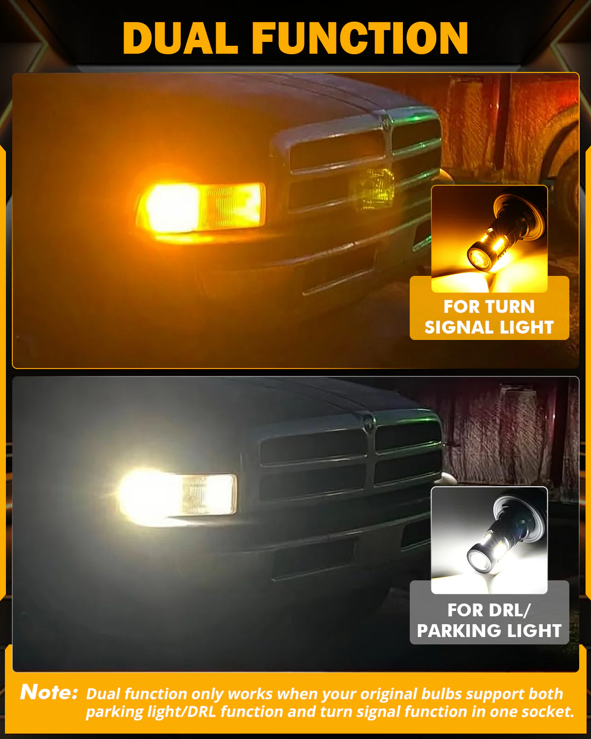 T25 3157 3156 LED Front Turn Signal & DRL Light Bulbs 400% High Brightness Dual Color Switchback White & Amber B1B Series| 2 Bulbs - Image 6