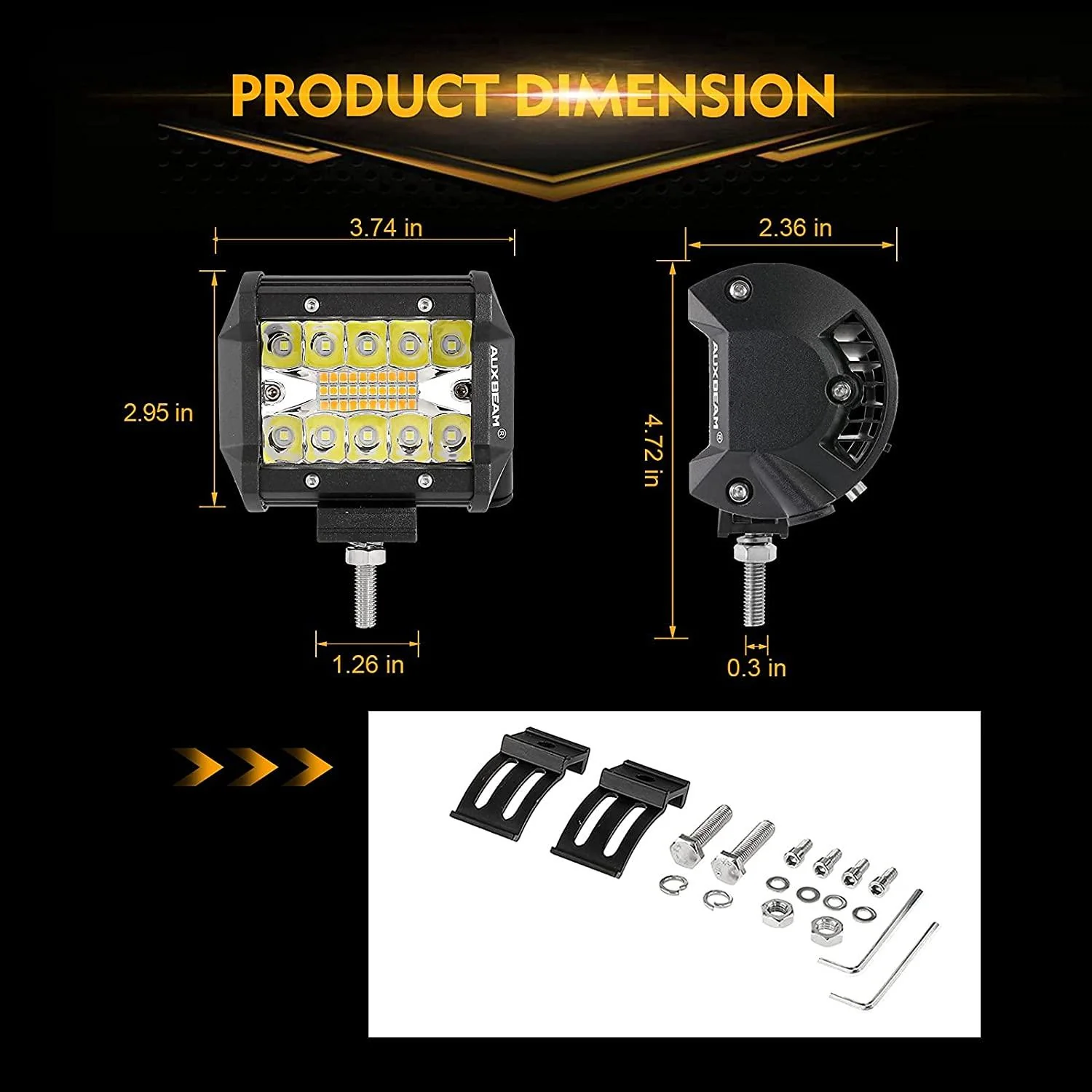 (2pcs/set) 4 inch 6 Modes White&Amber LED Working Light LED Pods with Wiring Harness for SUV ATV UTV Trucks Pickup Boat - Image 3