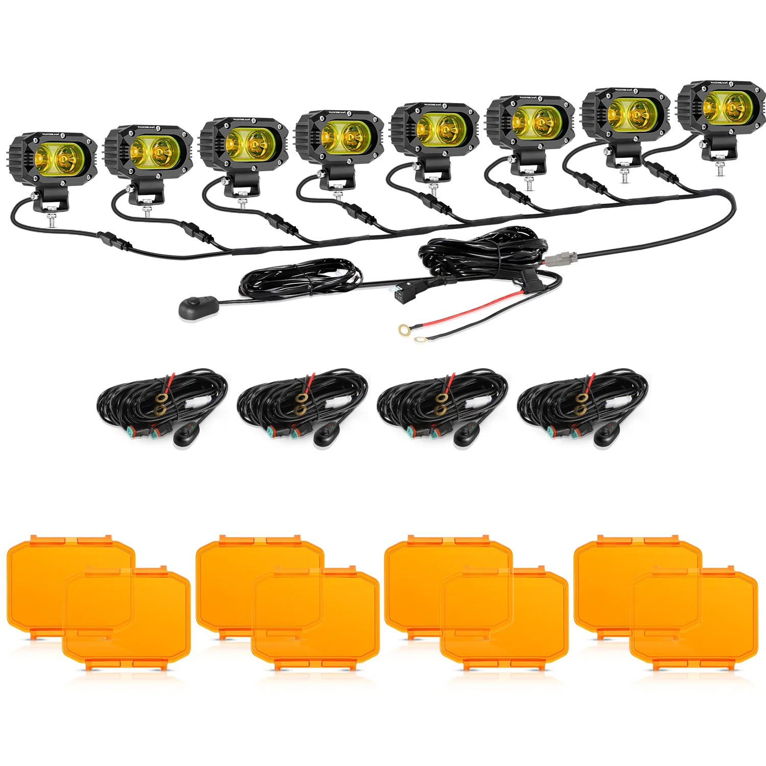 R4 Series | 4 Inch 60W LED Pods Light Flood Beam Amber Light - Image 24