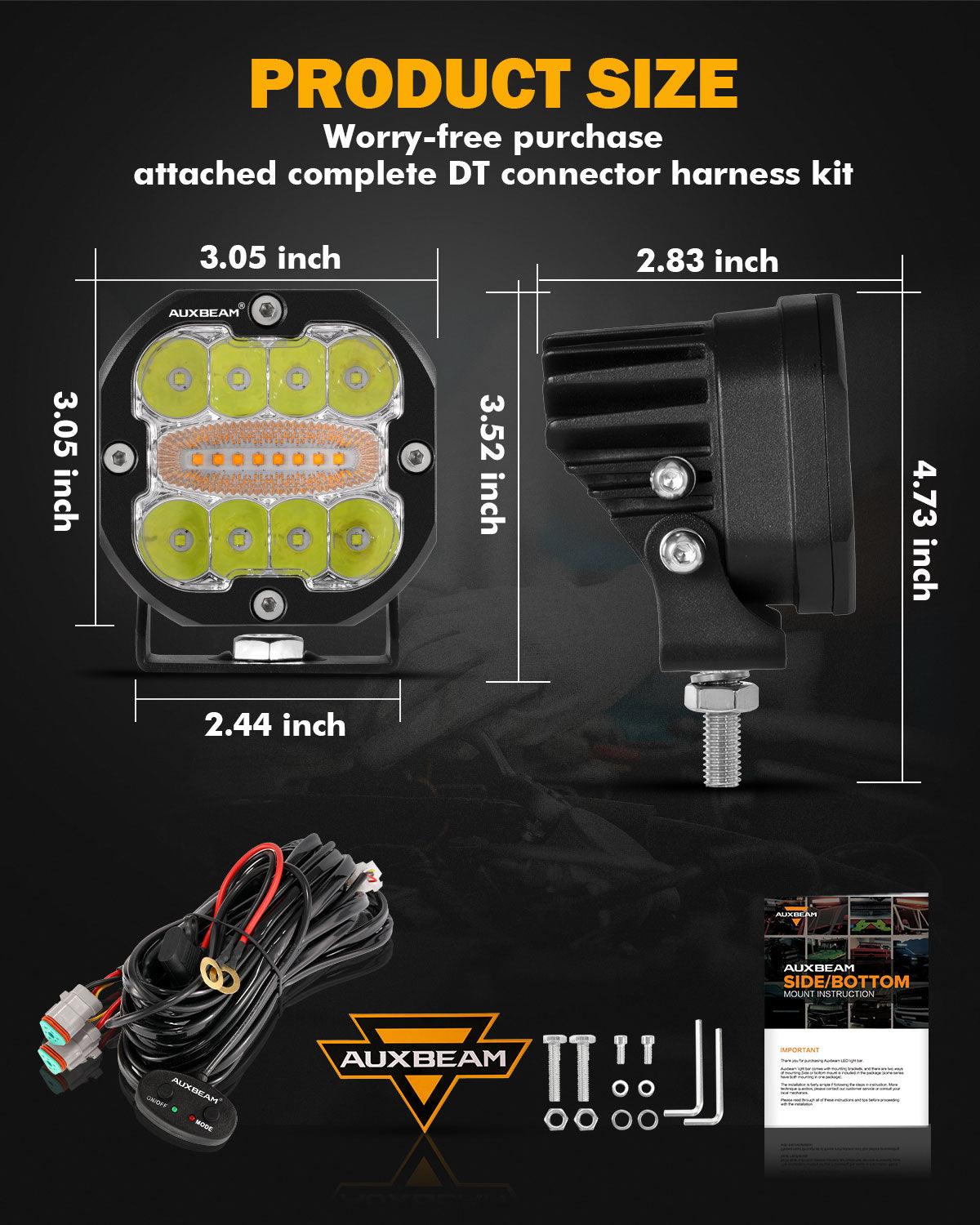 XP-ULTRA Series 3 INCH 96W 9600LM LED PODS 6 MODES WHITE AMBER FLASHING LED DRIVING LIGHTS - Image 11